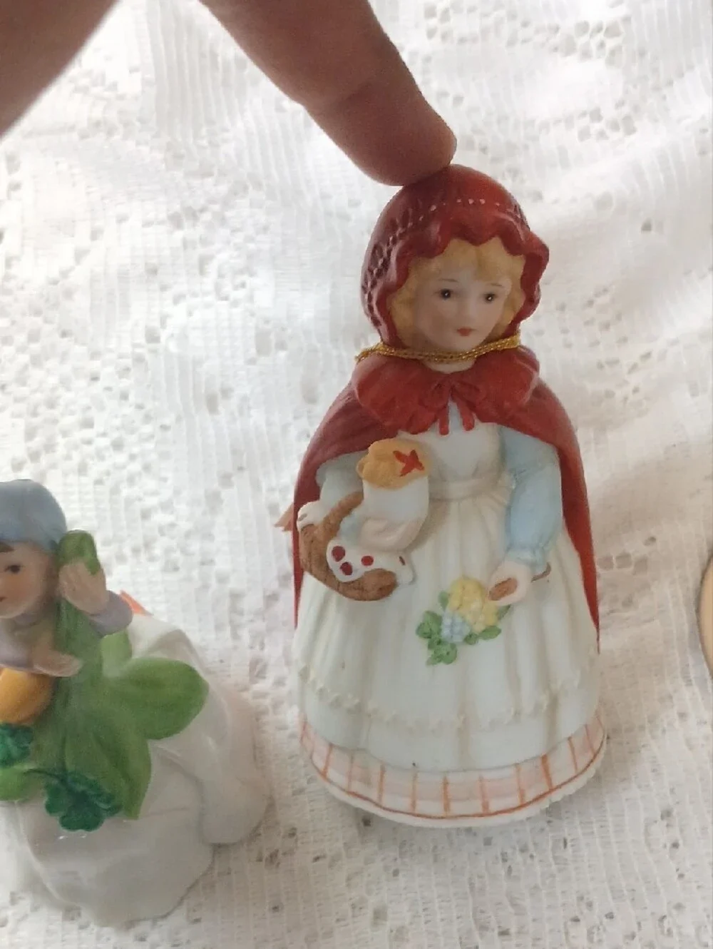 Hand-Painted Ceramic Wall Figurines - Red, Green, Cream Accents